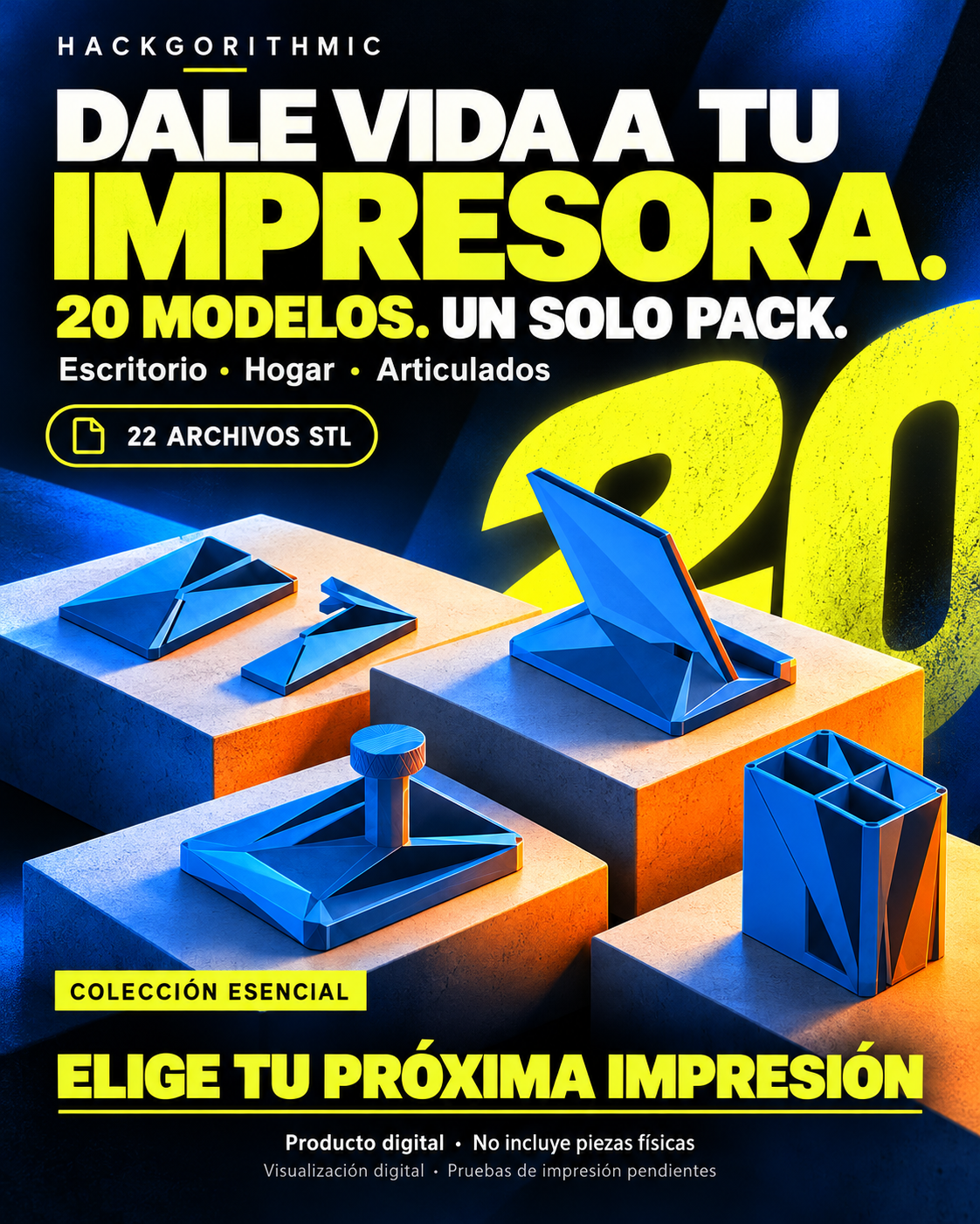 Colección Esencial: 20 modelos STL, con vistas digitales de cuatro accesorios incluidos